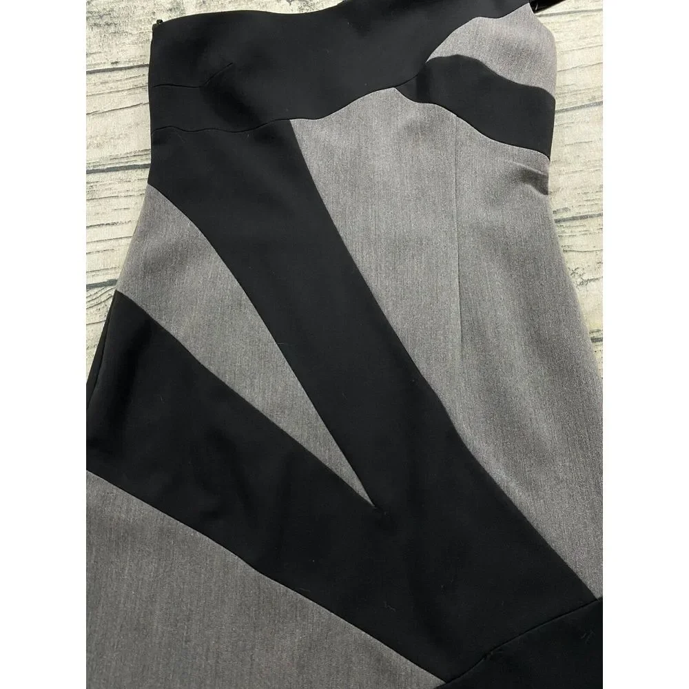 Jay‎ Godfrey Womens 8 Sheath One Shoulder Colorblock Bodycon Black Gray